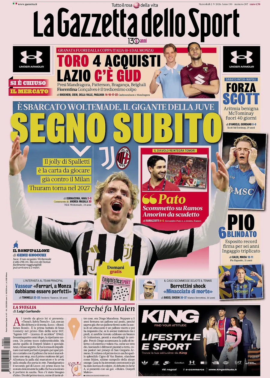 GAZZETTA DELLO SPORT-02092026