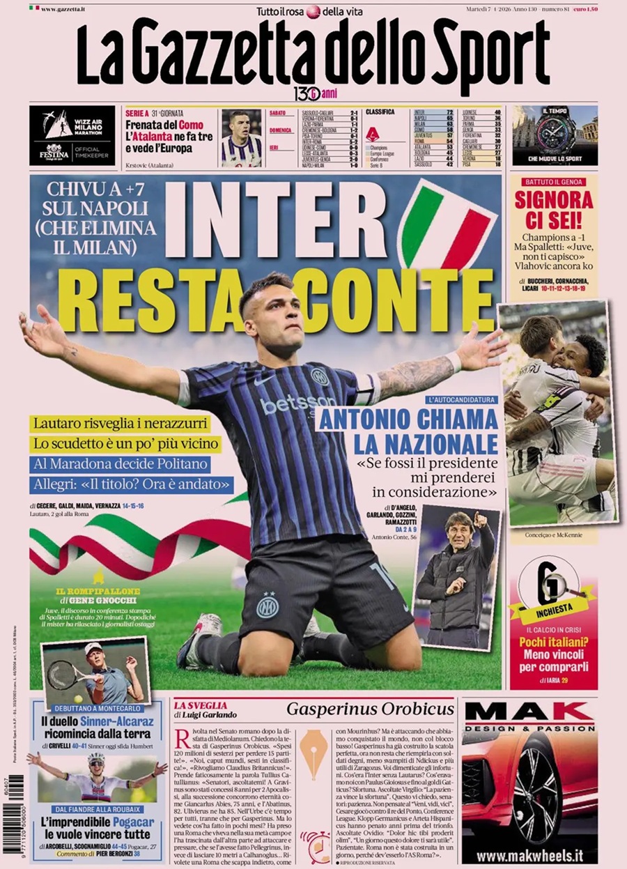 GAZZETTA DELLO SPORT-08042026