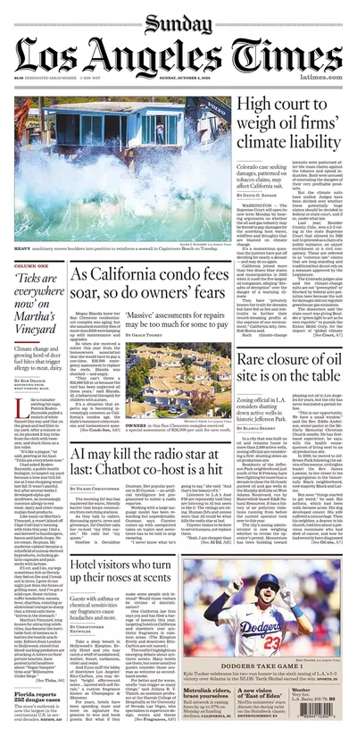 Πρωτοσέλιδο Los Angeles Times - Δευτέρα, 5 Οκτωβρίου 2026