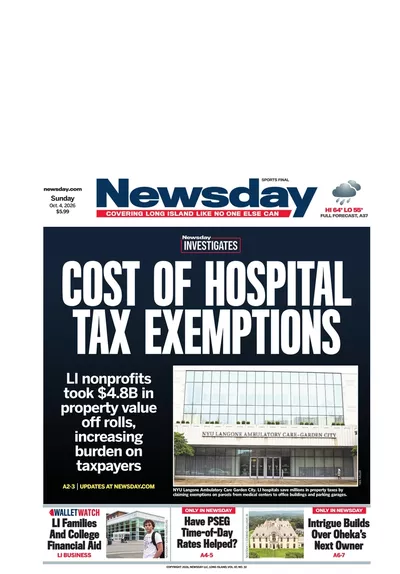 Πρωτοσέλιδο Newsday - Δευτέρα, 5 Οκτωβρίου 2026