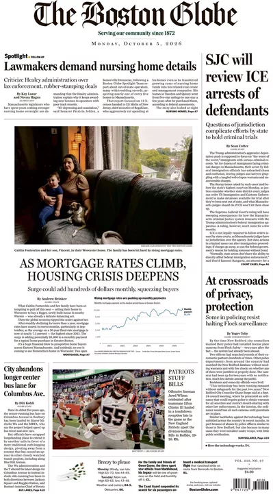 Πρωτοσέλιδο The Boston Globe - Τρίτη, 6 Οκτωβρίου 2026