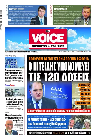 Πρωτοσέλιδο Finance & Markets Voice - Τρίτη, 6 Οκτωβρίου 2026