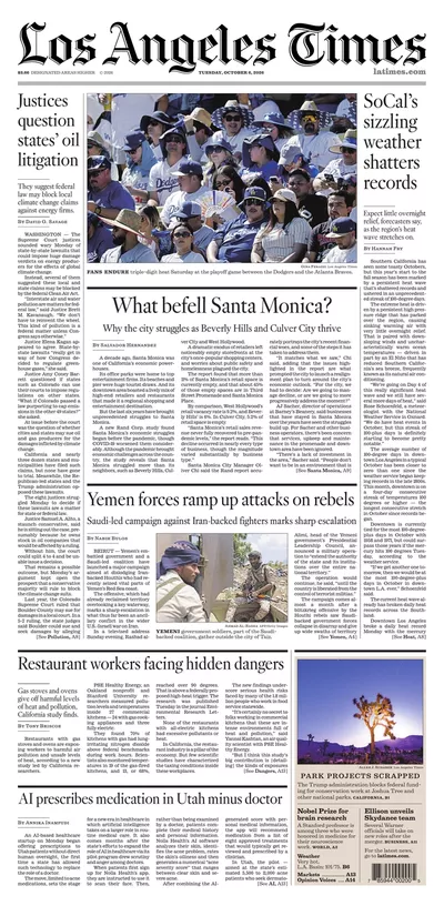 Πρωτοσέλιδο Los Angeles Times - Τετάρτη, 7 Οκτωβρίου 2026