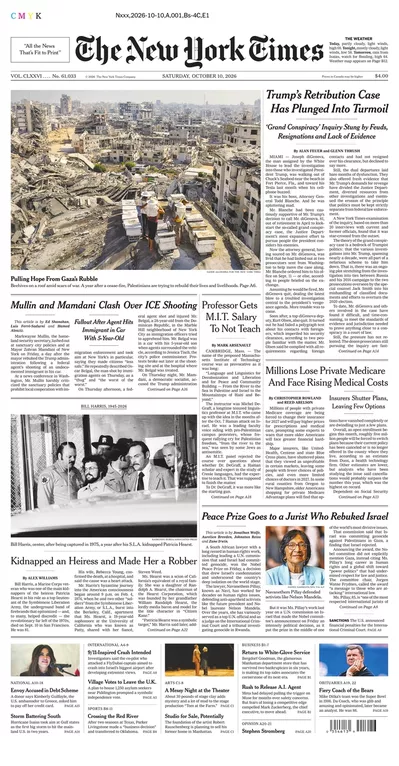 Πρωτοσέλιδο The New York Times - Κυριακή, 11 Οκτωβρίου 2026