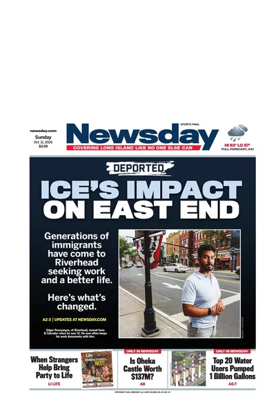 Πρωτοσέλιδο Newsday - Δευτέρα, 12 Οκτωβρίου 2026