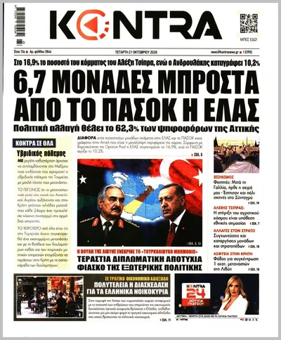 Πρωτοσέλιδο Kontra News - Πέμπτη, 22 Οκτωβρίου 2026