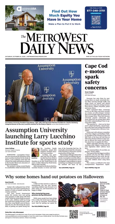 Πρωτοσέλιδο Metro West Daily News - Σάββατο, 24 Οκτωβρίου 2026