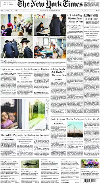 Πρωτοσέλιδο The New York Times - Τετάρτη, 28 Οκτωβρίου 2026